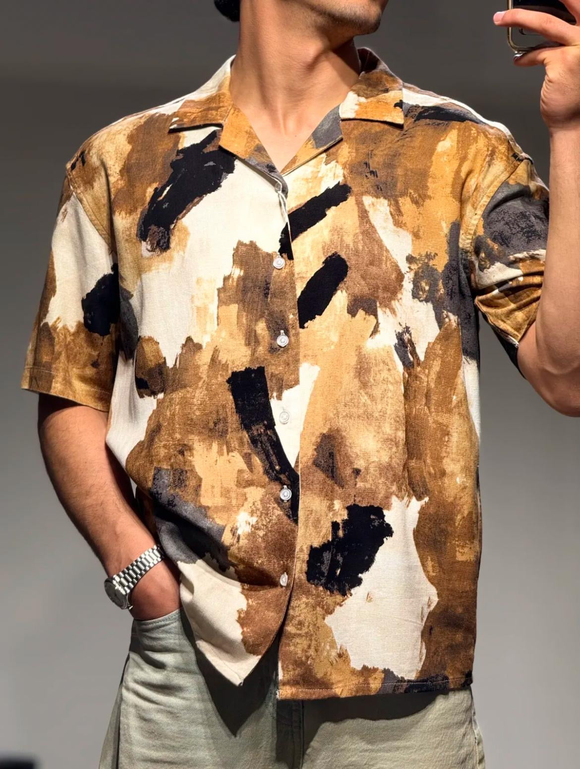 Chemise Motif Artistique Marron