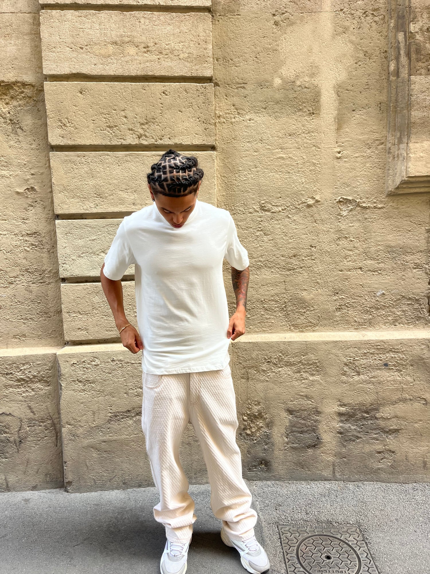 jean homme coupe droite blanc cassé