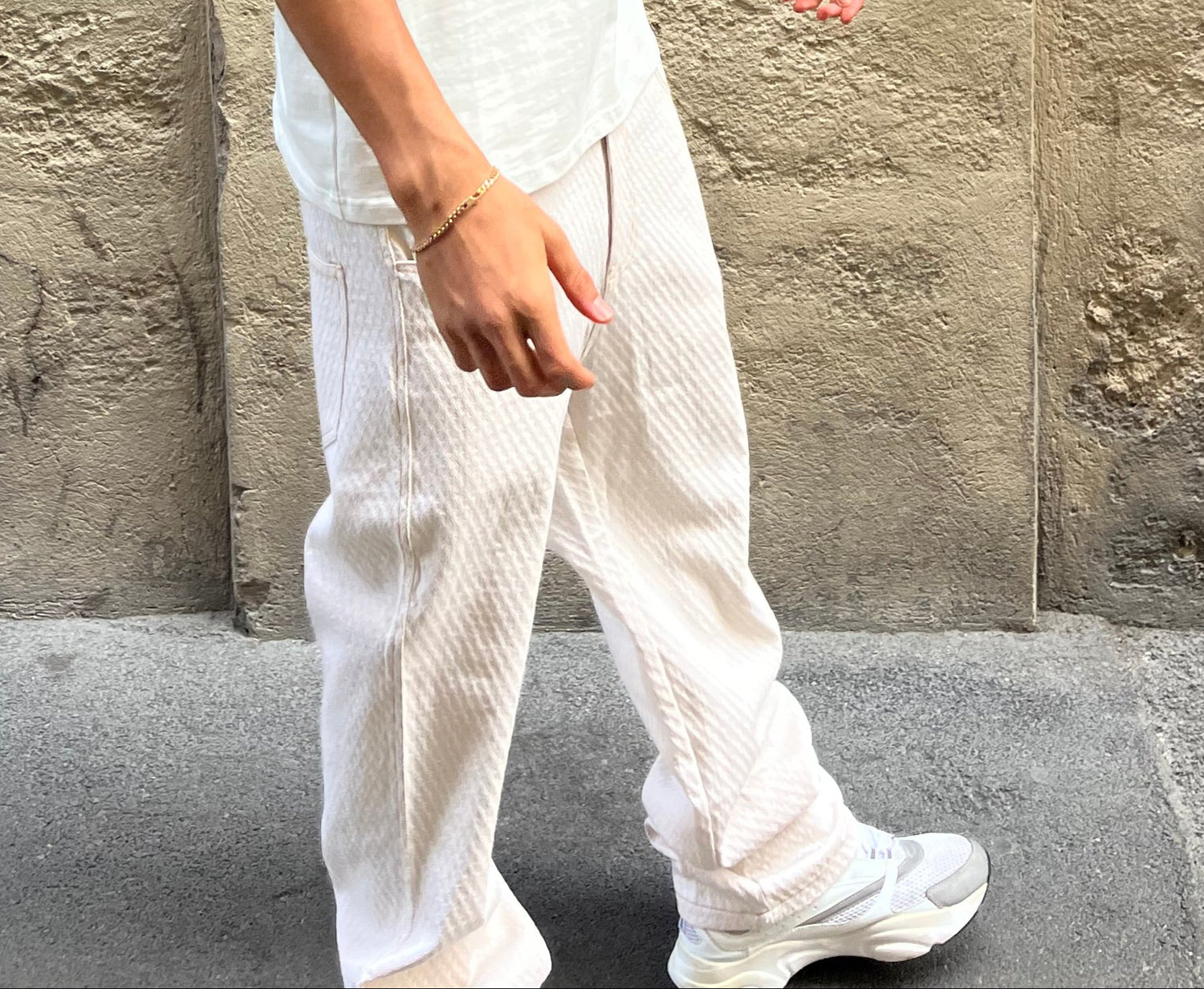 jean homme coupe droite blanc cassé