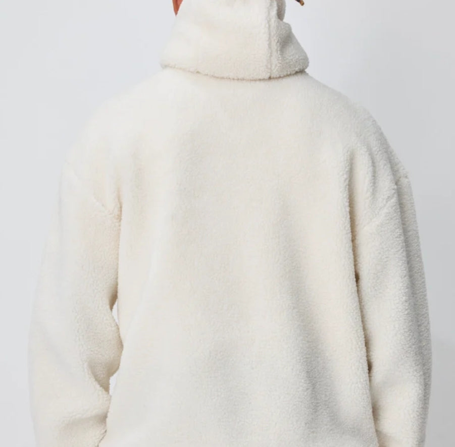 Sweat blanc effet Sherpa ajustable en cagoule