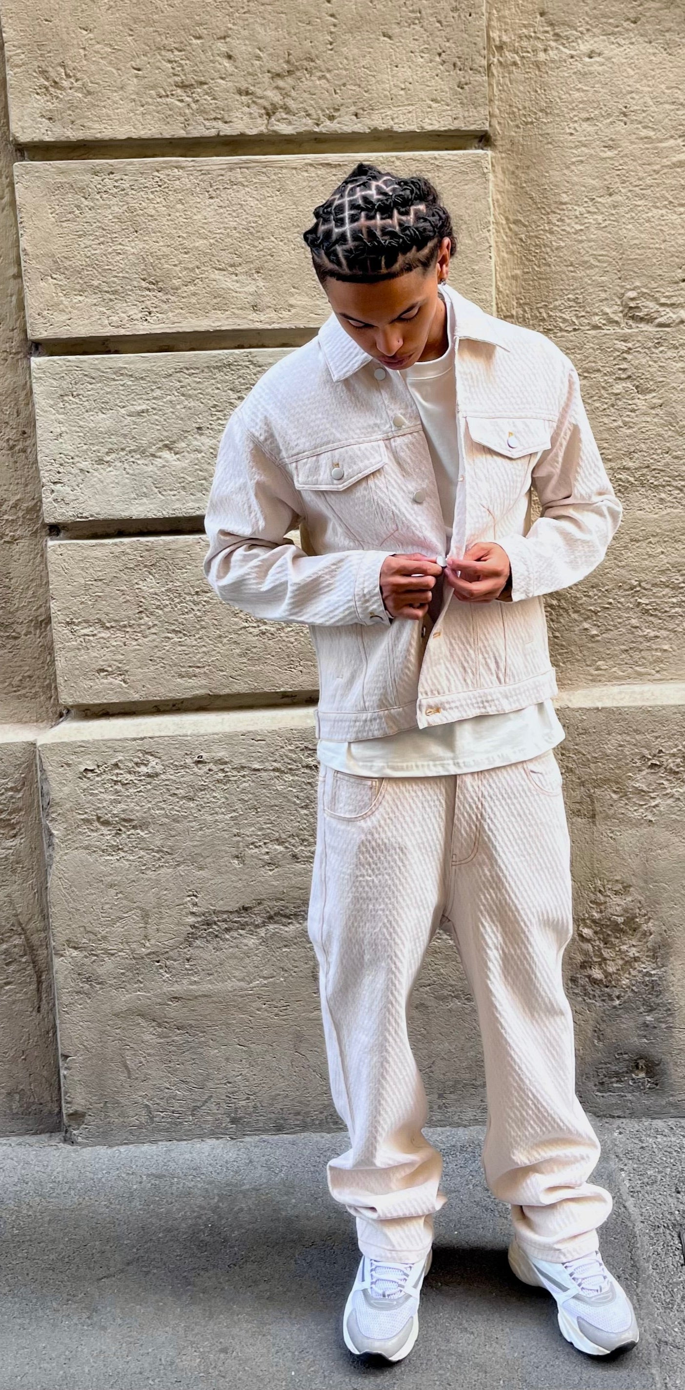 Veste en jean homme beige