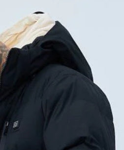 Doudoune mi longue chauffante batterie externe intégrée