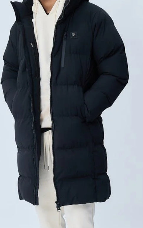 Doudoune mi longue chauffante batterie externe intégrée