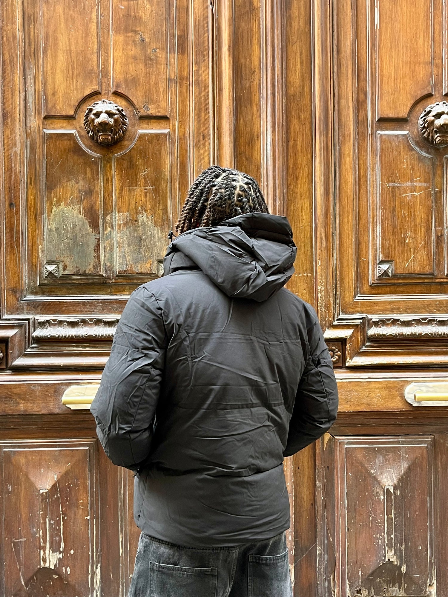 doudoune noire Homme Capuche amovible