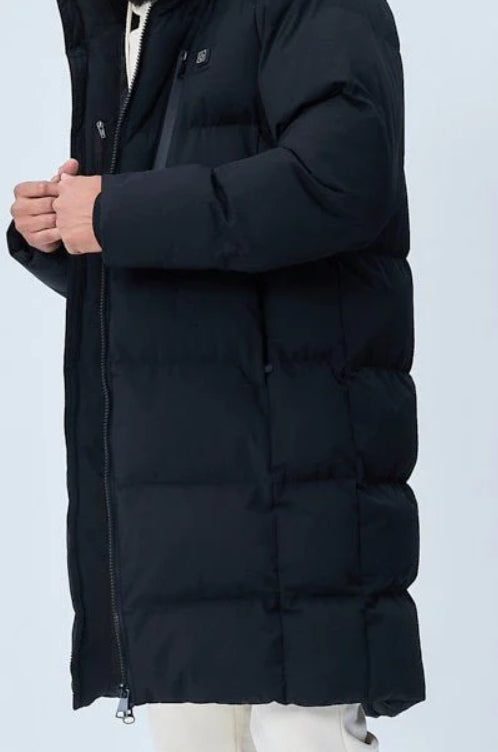 Doudoune mi longue chauffante batterie externe intégrée