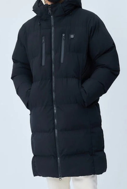 Doudoune mi longue chauffante batterie externe intégrée