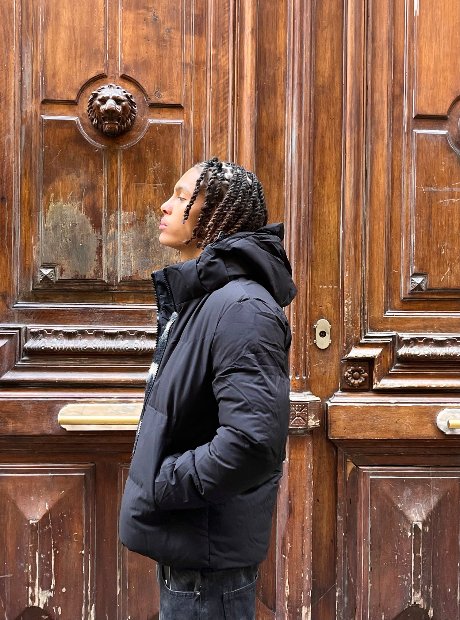 doudoune noire Homme Capuche amovible