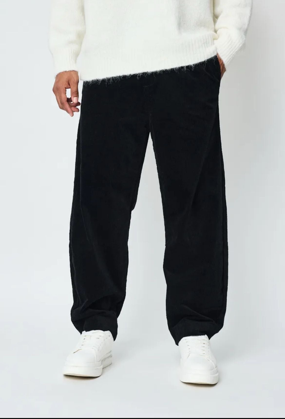 Pantalon uni à rayures en velours - Code Barre 34