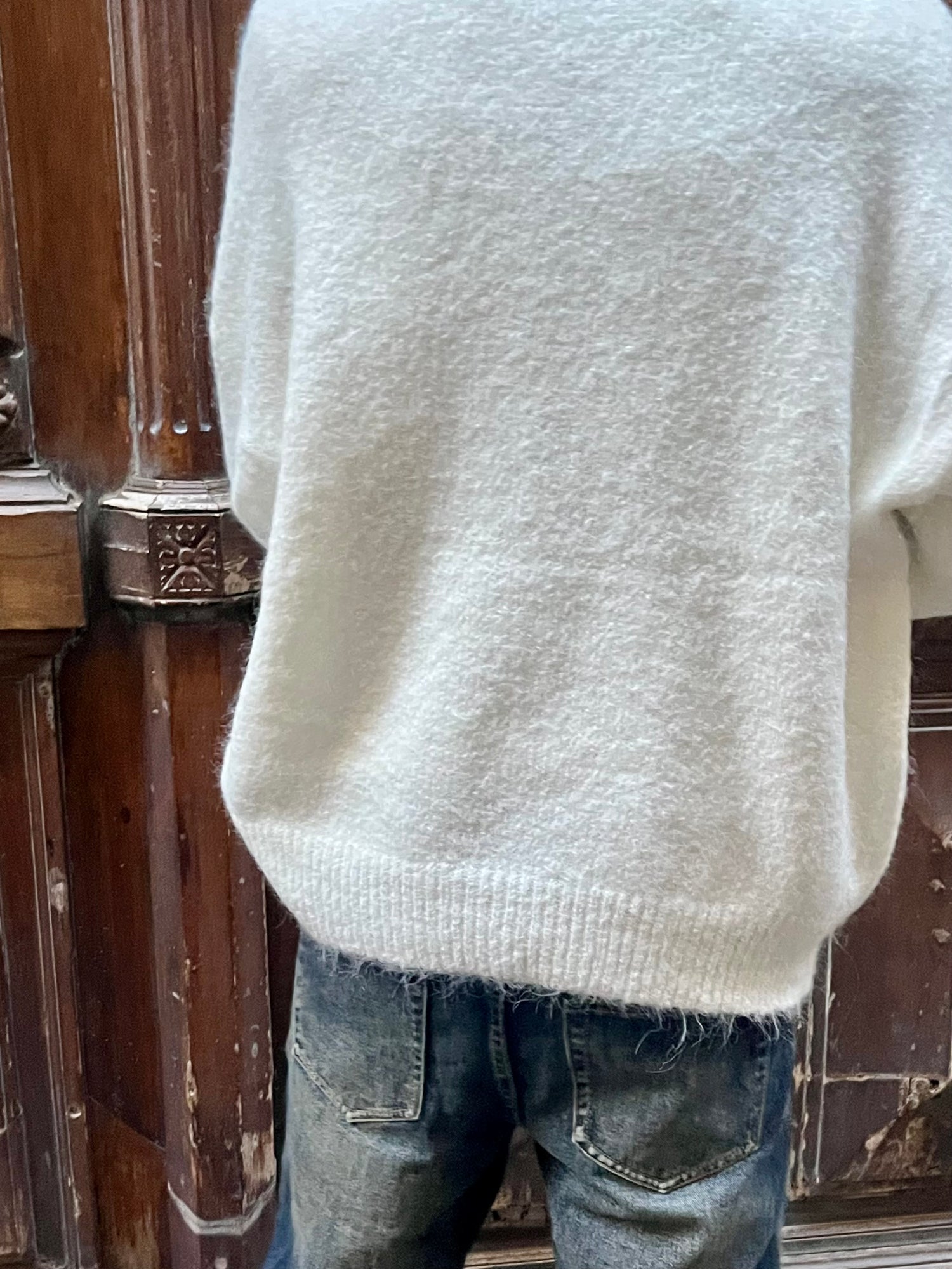 Pull blanc homme col rond