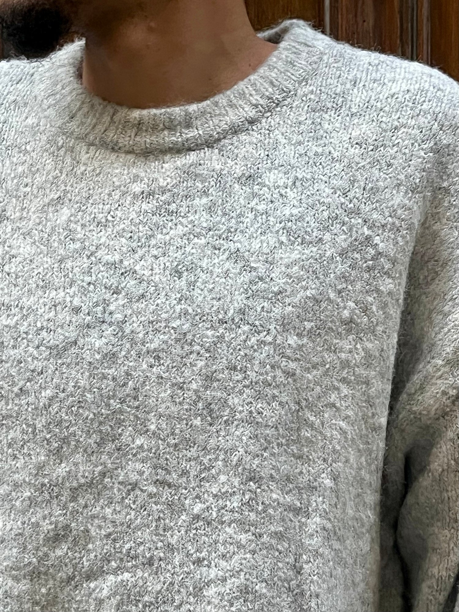 Pull homme  gris col rond